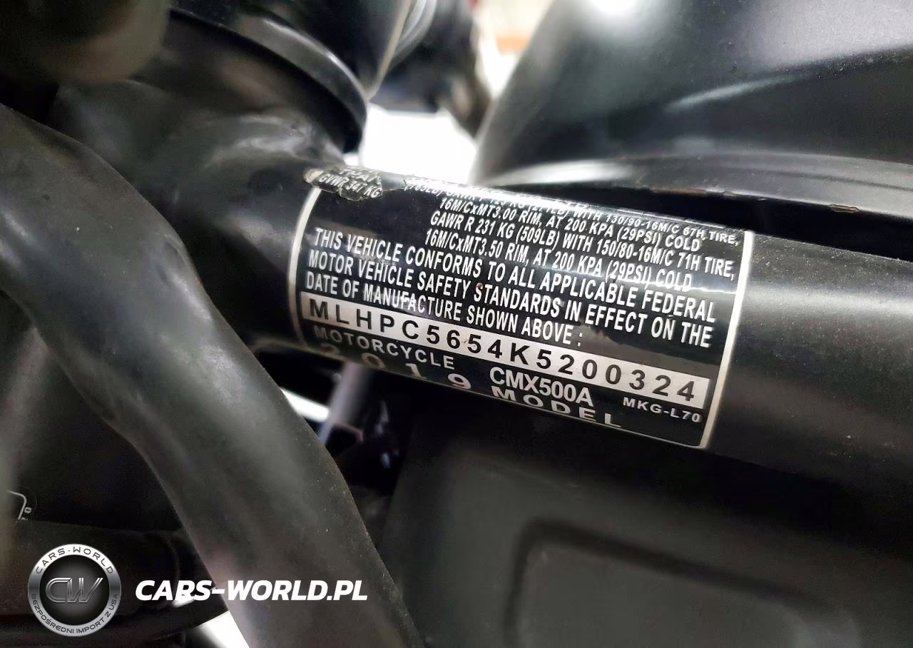 2019 Honda Cmx500 A VIN:MLHPC5654K5200324 - 9