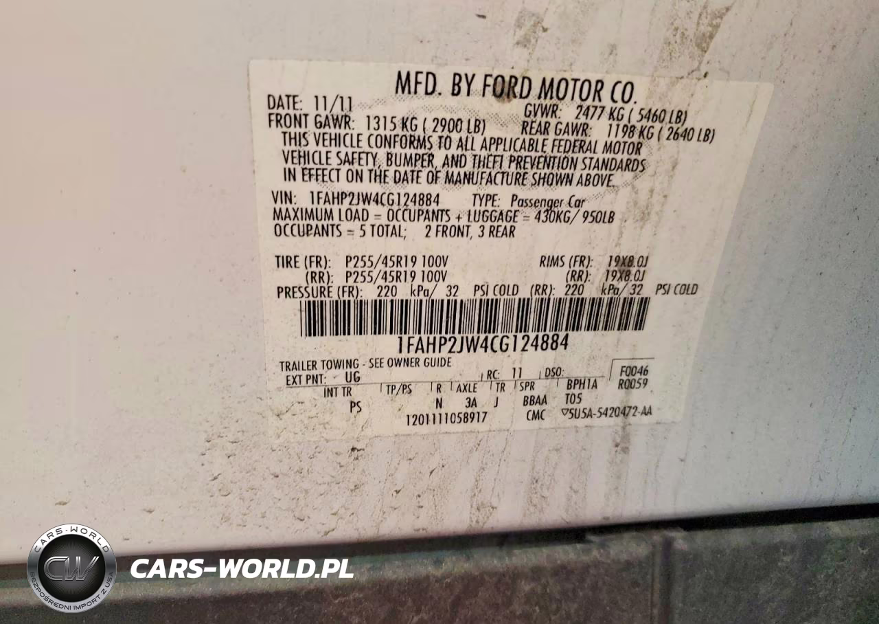 2012 Ford Taurus Limited VIN:1FAHP2JW4CG124884 - 13