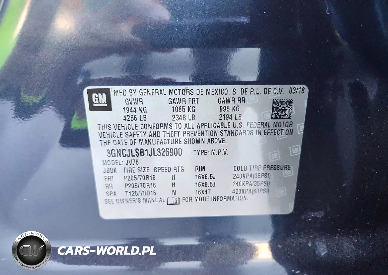 2018 Chevrolet Trax 1Lt VIN:3GNCJLSB1JL326900 - 13