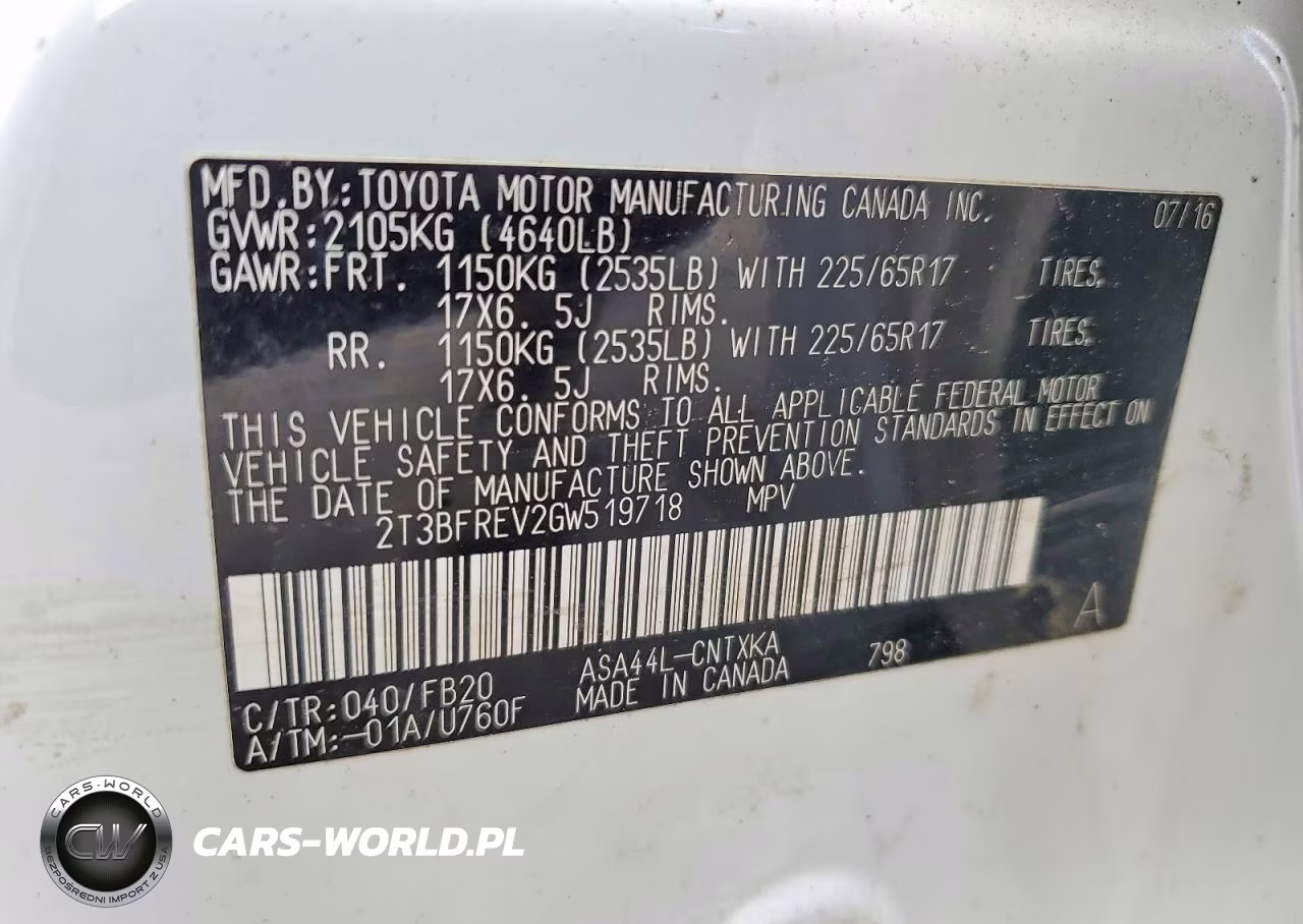 2016 Toyota Rav4 Le VIN:2T3BFREV2GW519718 - 14