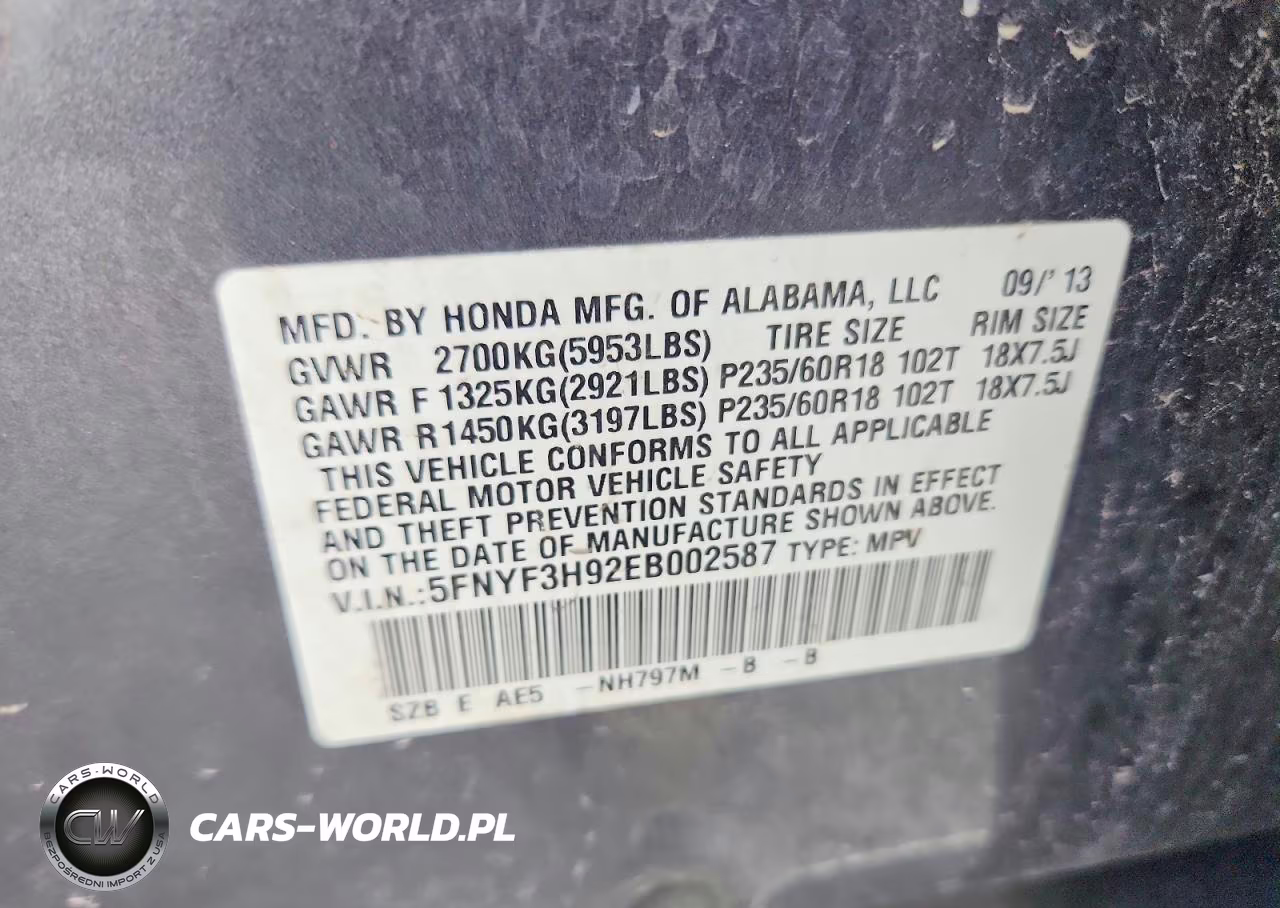 2014 Honda Pilot Touring VIN:5FNYF3H92EB002587 - 13