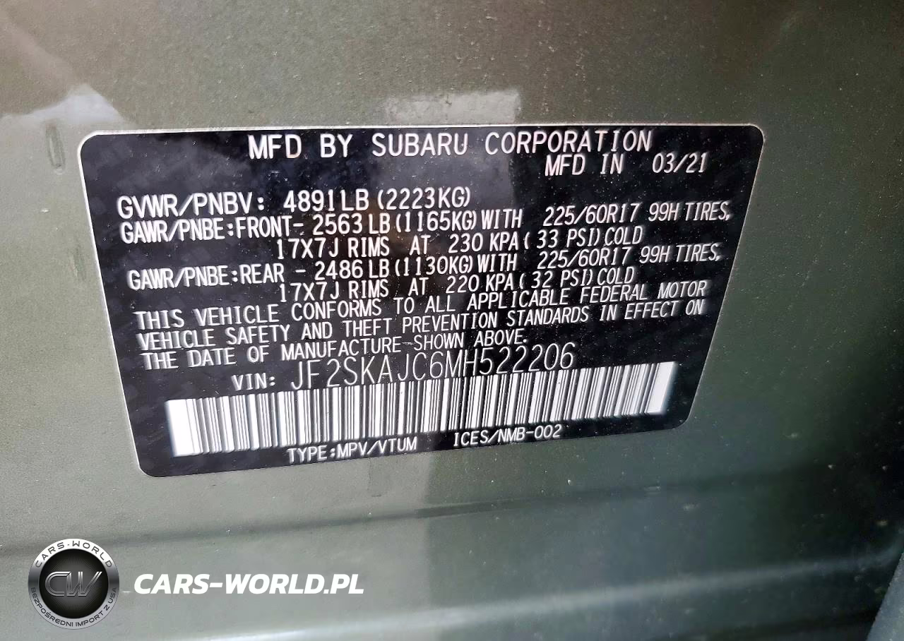 2021 Subaru Forester Premium VIN:JF2SKAJC6MH522206 - 13