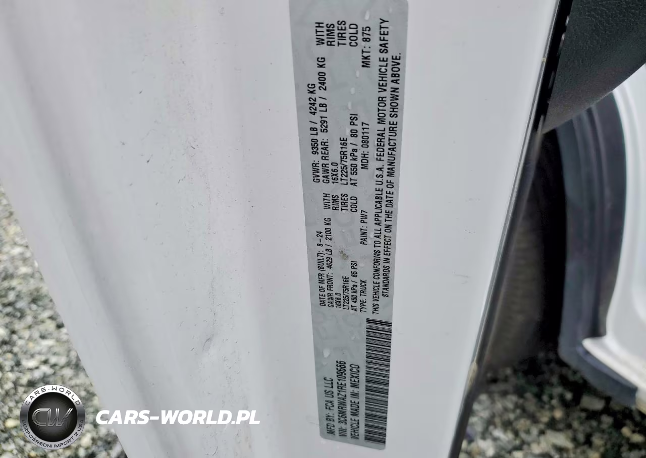 2024 Ram Promaster 3500 Vf Delivery Van VIN:3C6MRWAZ1RE109666 - 13
