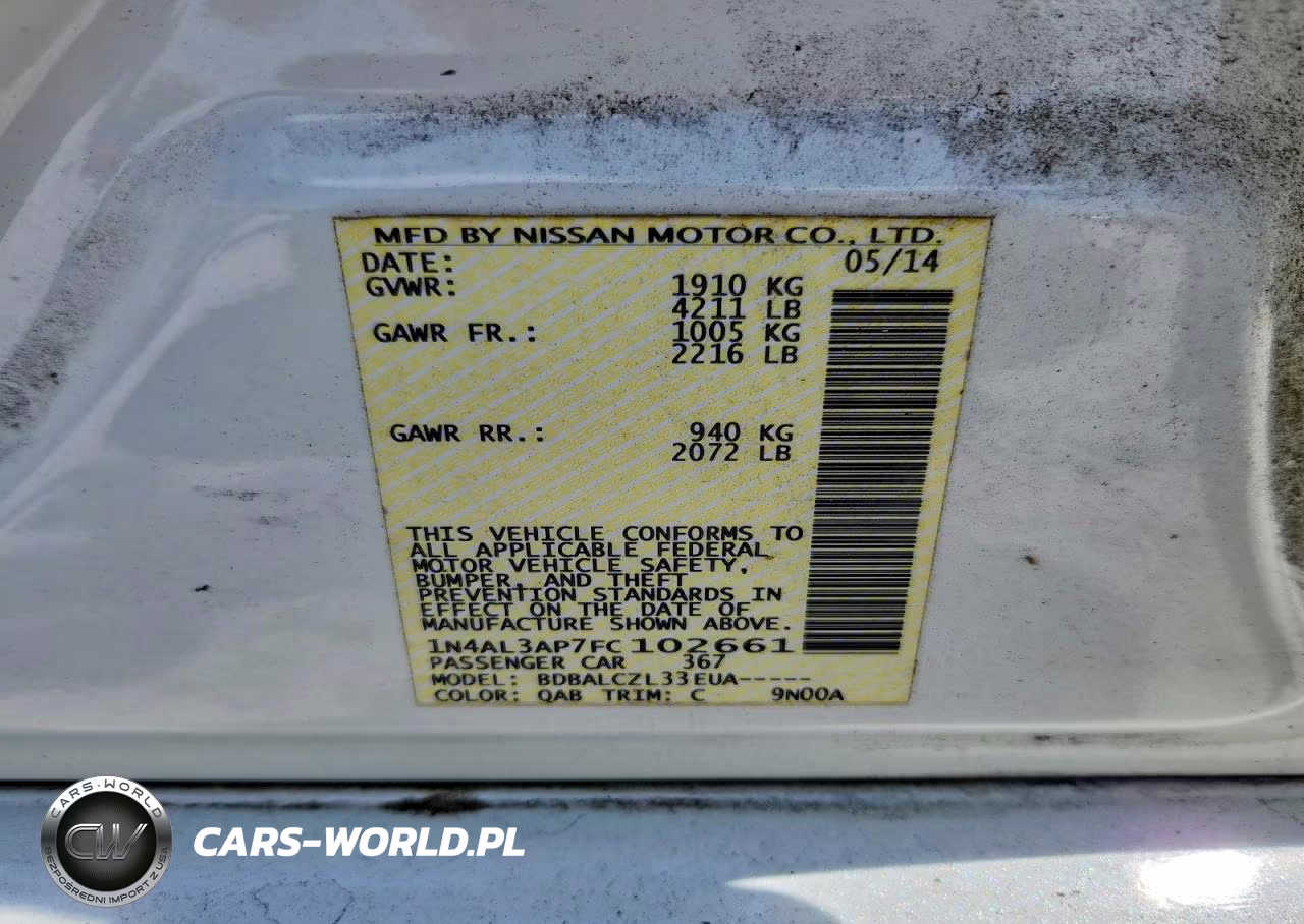 2015 Nissan Altima 2.5 S VIN:1N4AL3AP7FC102661 - 12
