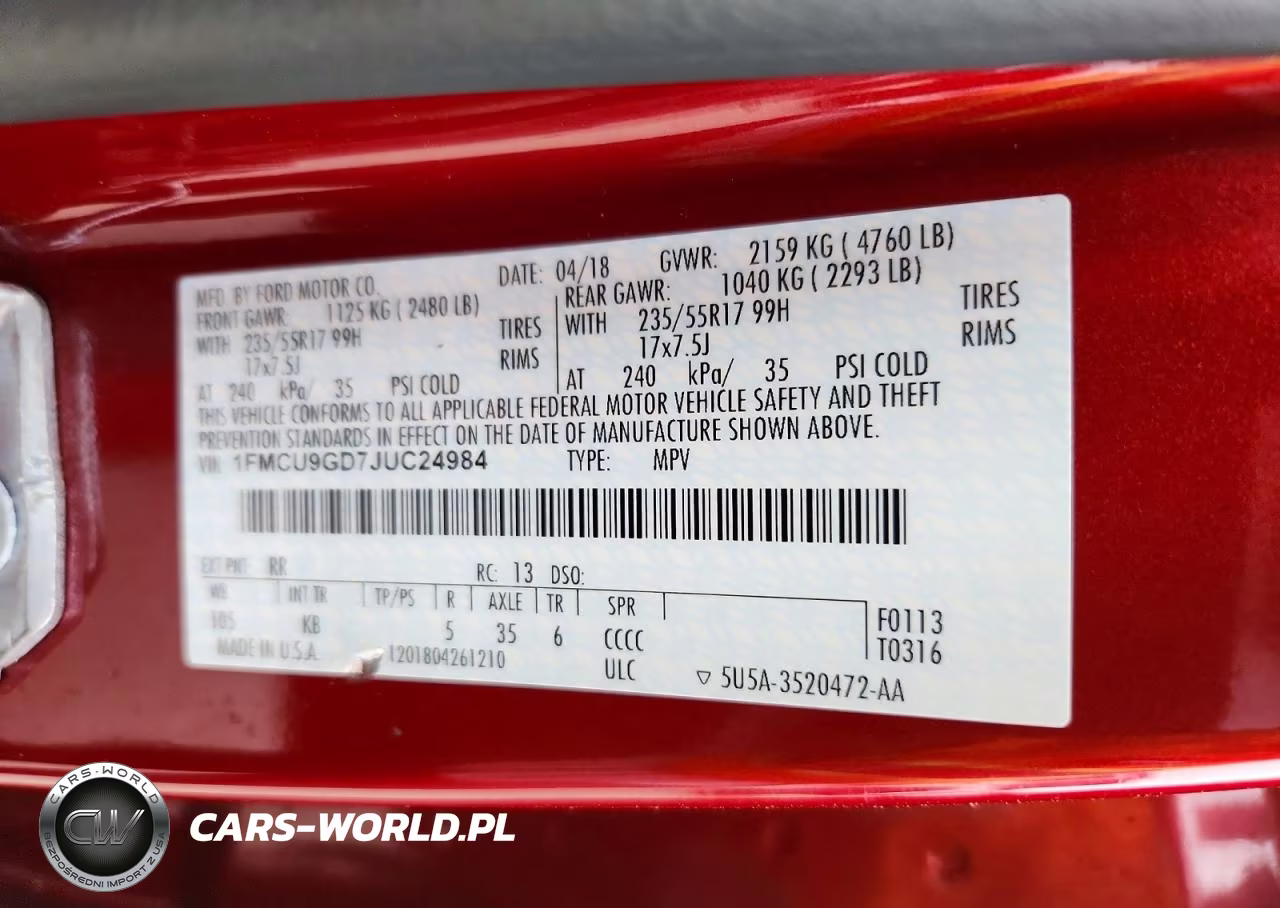 2018 Ford Escape Se VIN:1FMCU9GD7JUC24984 - 13