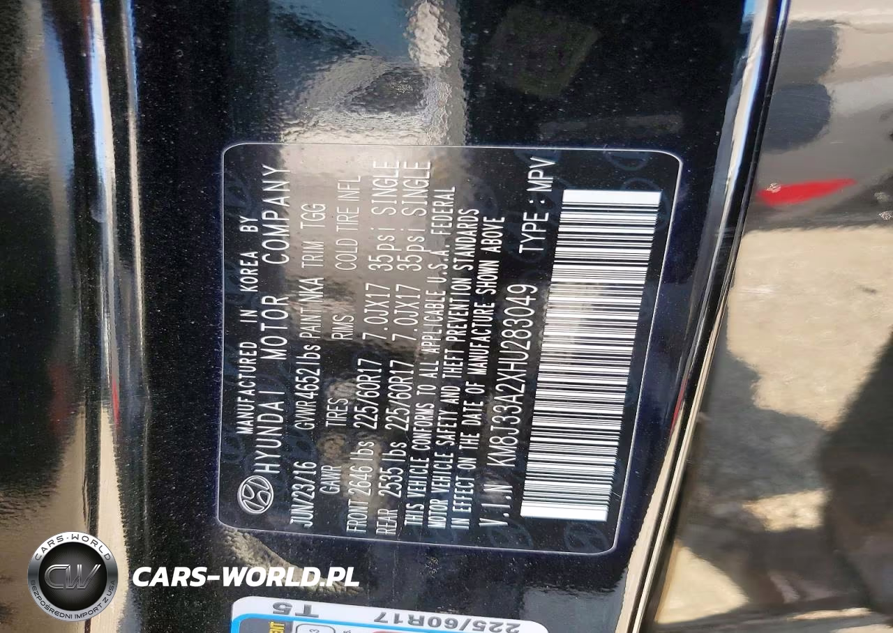 2017 Hyundai Tucson Eco VIN:KM8J33A2XHU283049 - 13