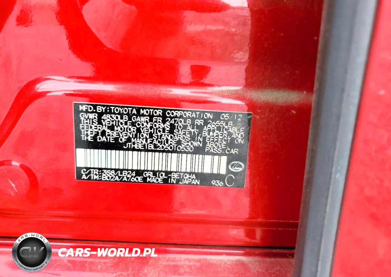2013 Lexus Gs 350 VIN:JTHBE1BL2D5010530 - 12