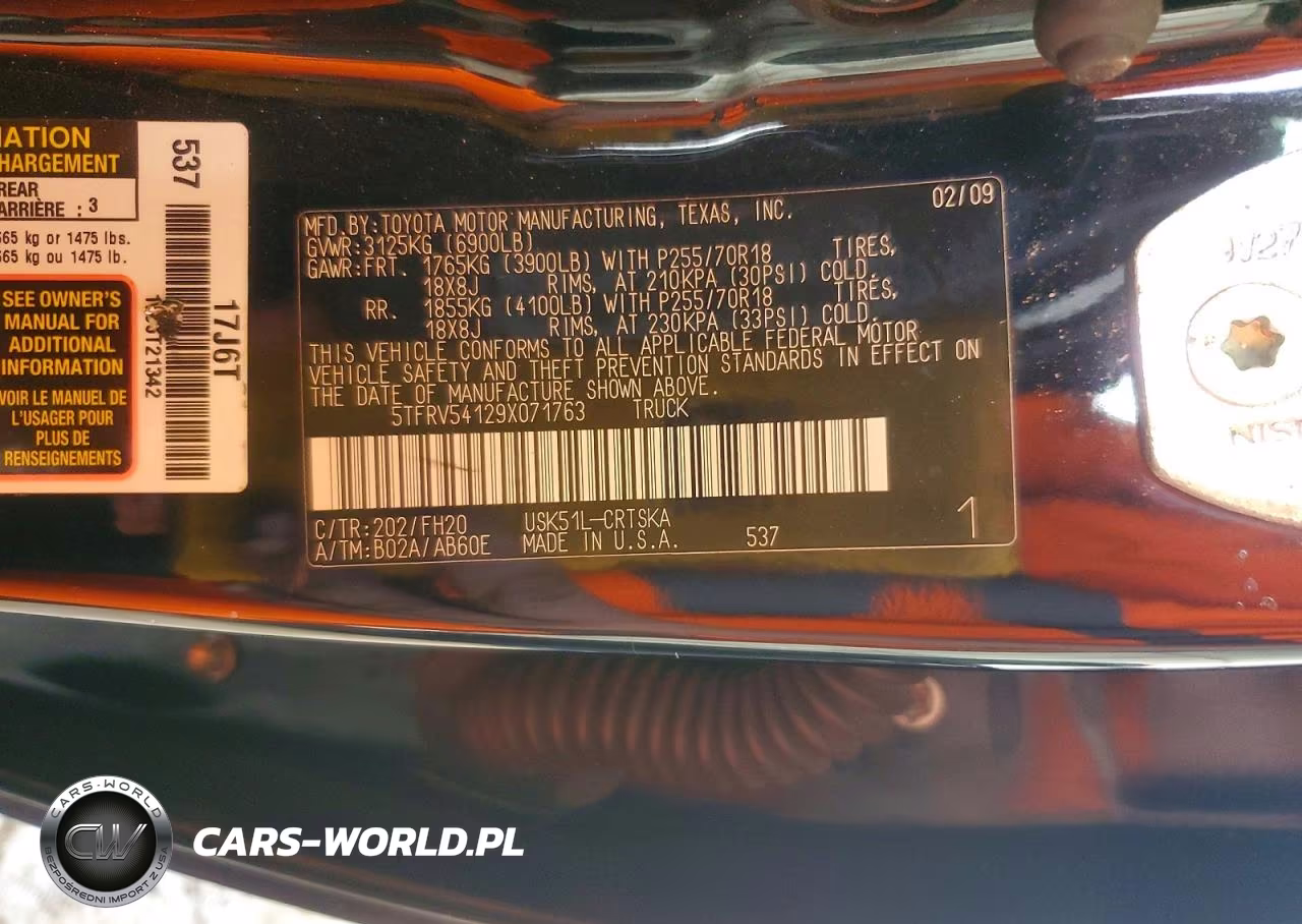 2009 Toyota Tundra Grade VIN:5TFRV54129X071763 - 12