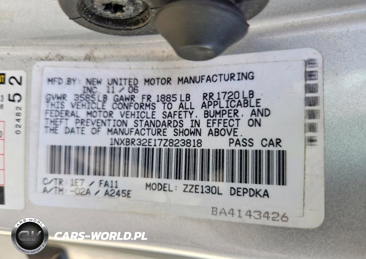 2007 Toyota Corolla Ce VIN:1NXBR32E17Z823818 - 12