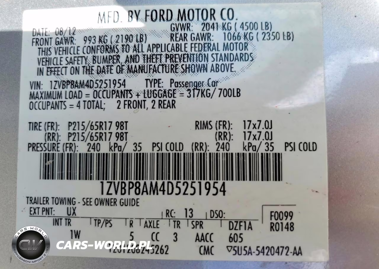 2013 Ford Mustang VIN:1ZVBP8AM4D5251954 - 12