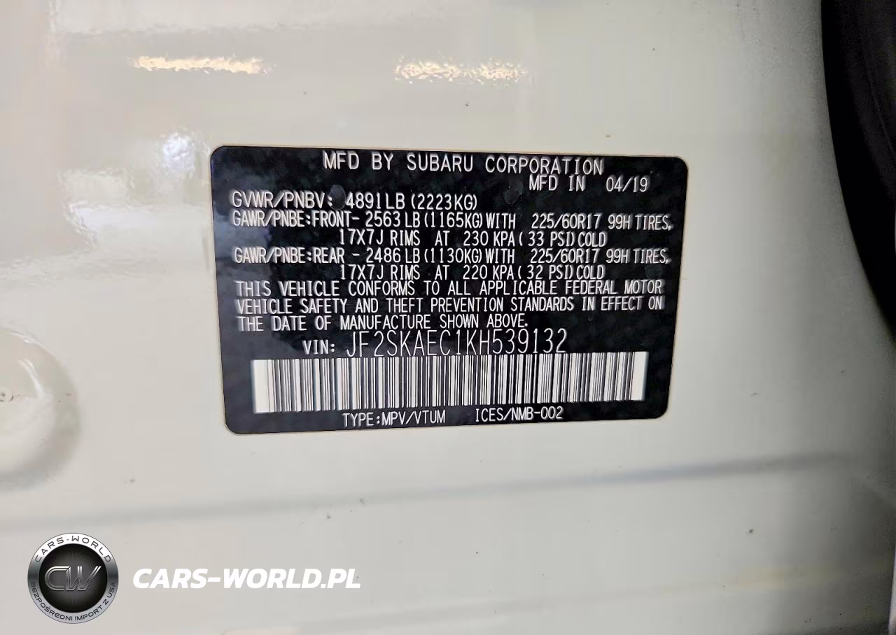 2019 Subaru Forester Premium VIN:JF2SKAEC1KH539132 - 14