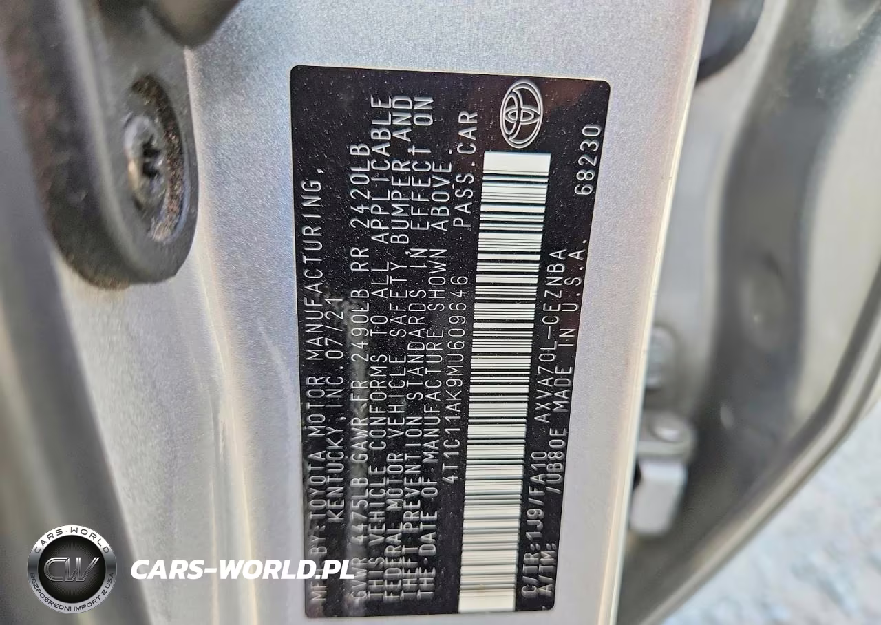 2021 Toyota Camry Le VIN:4T1C11AK9MU609646 - 12