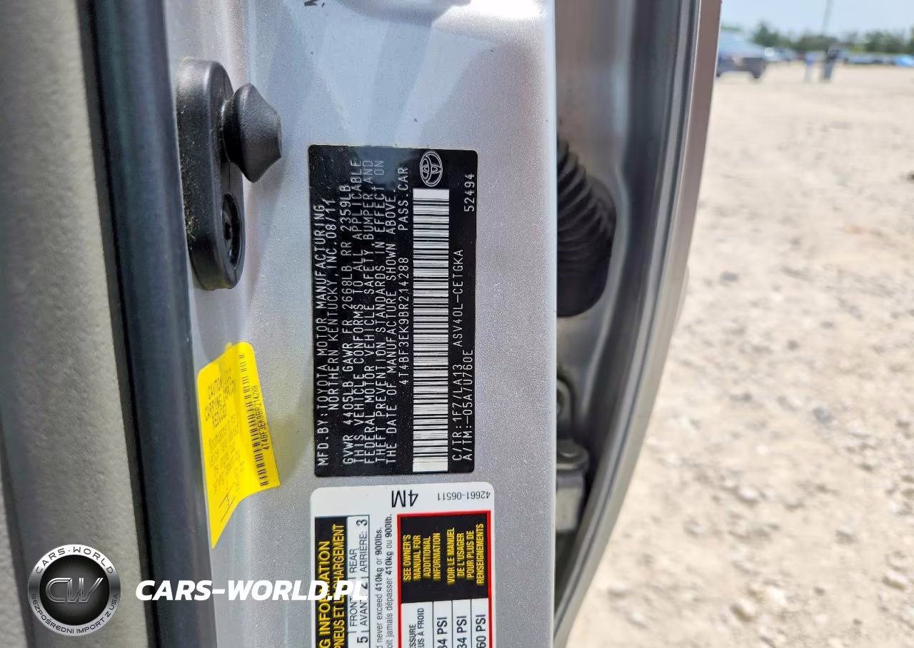 2011 Toyota Camry Xle VIN:4T4BF3EK9BR214288 - 12