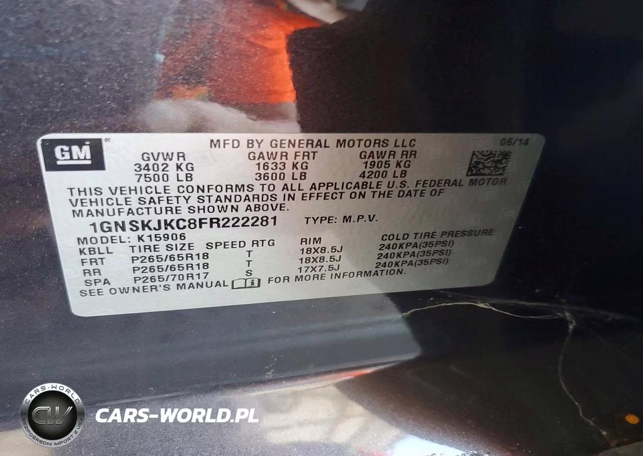 2015 Chevrolet Suburban K1500 Lt VIN:1GNSKJKC8FR222281 - 12