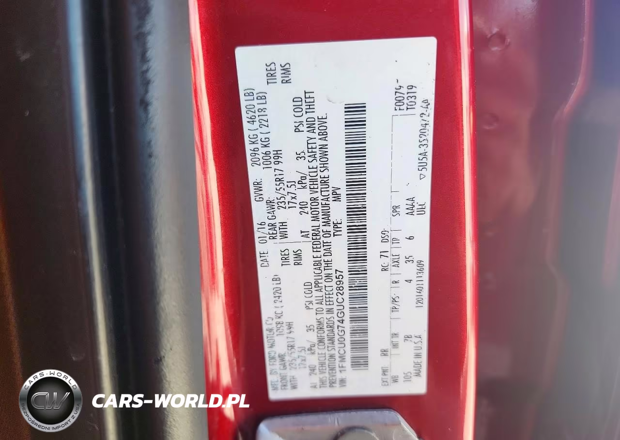 2016 Ford Escape Se VIN:1FMCU0G74GUC28957 - 13