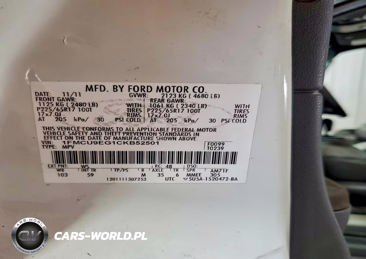 2012 Ford Escape Limited VIN:1FMCU9EG1CKB52501 - 12