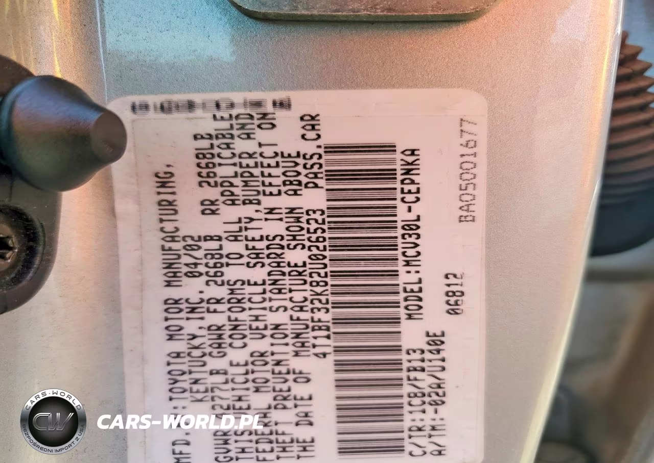 2002 Toyota Camry Le V6 VIN:4T1BF32K82U026523 - 12