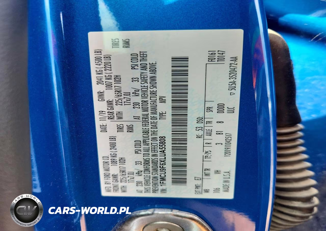 2020 Ford Escape S VIN:1FMCU9F6XLUA55808 - 13