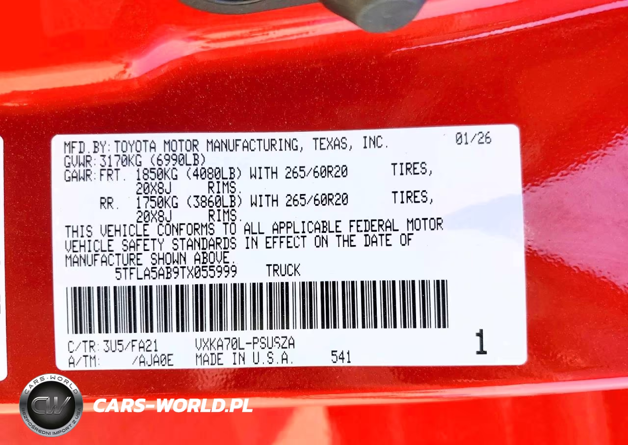 2026 Toyota Tundra Sr5 VIN:5TFLA5AB9TX055999 - 13