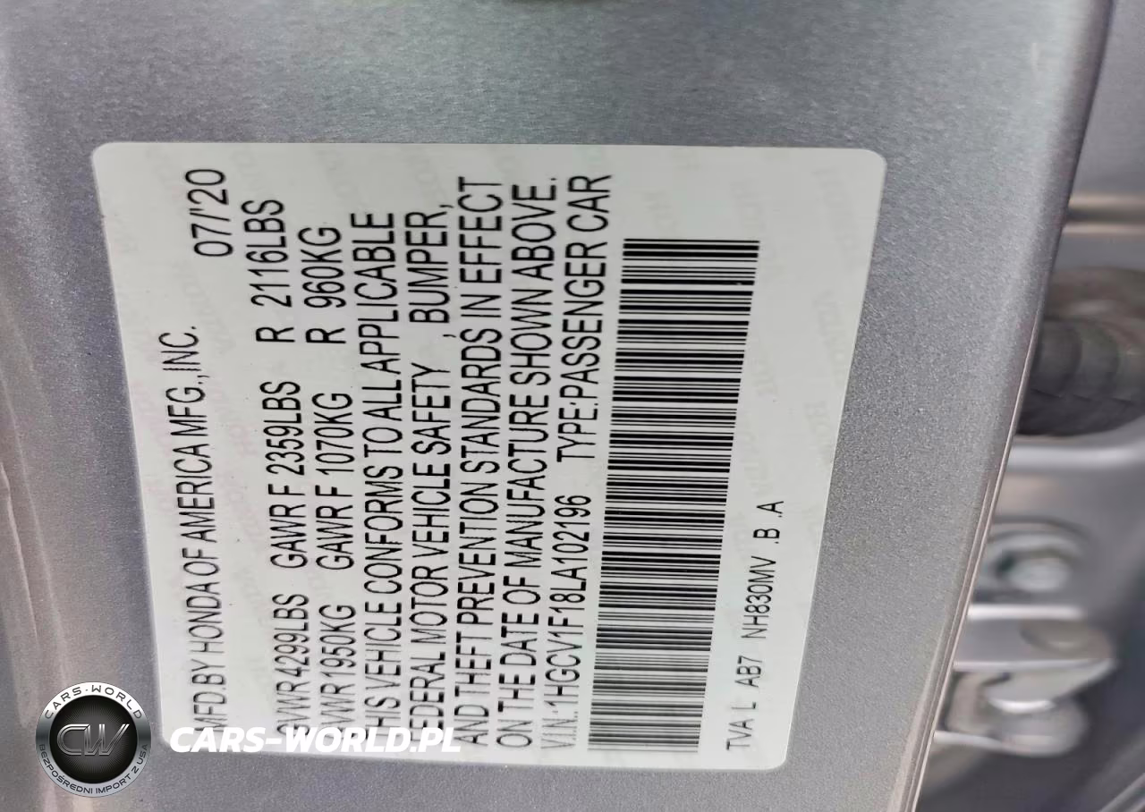 2020 Honda Accord Lx VIN:1HGCV1F18LA102196 - 13