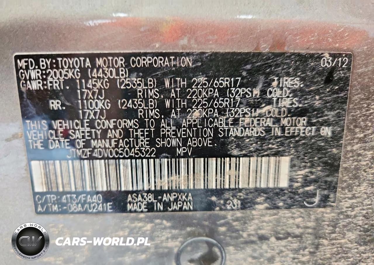 2012 Toyota Rav4 Base VIN:JTMZF4DV0C5045322 - 12