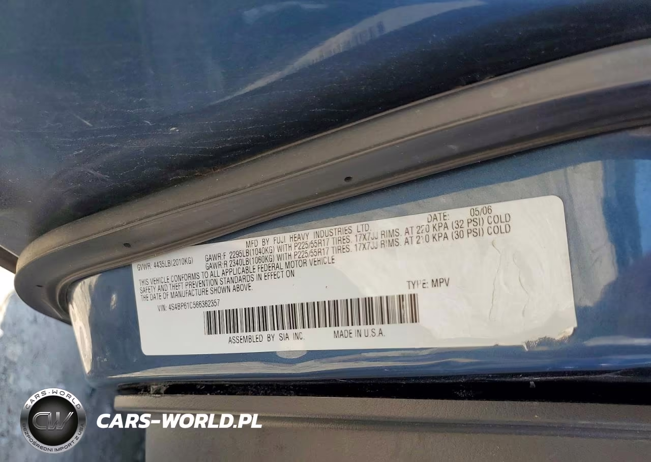 2006 Subaru Legacy Outback 2.5I VIN:4S4BP61C566362357 - 12