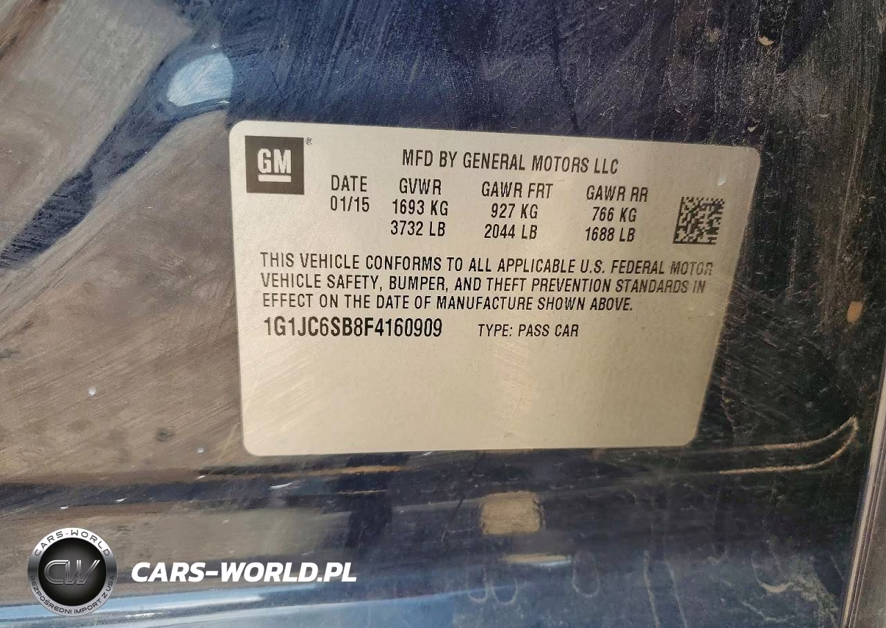 2015 Chevrolet Sonic Lt VIN:1G1JC6SB8F4160909 - 12
