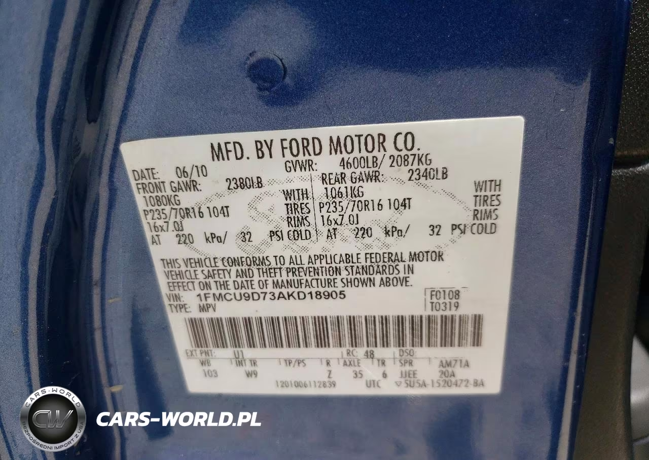2010 Ford Escape Xlt VIN:1FMCU9D73AKD18905 - 13
