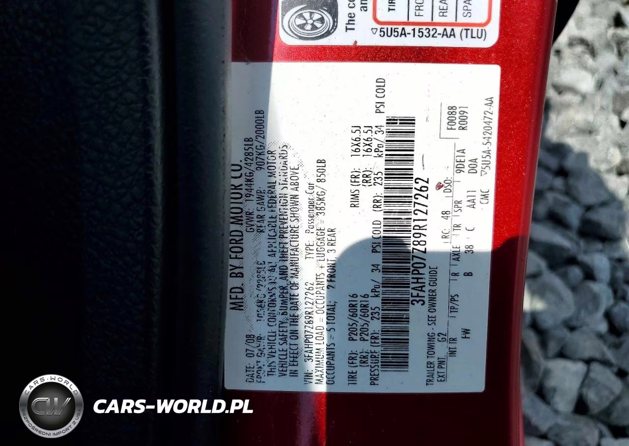 2009 Ford Fusion Se VIN:3FAHP07Z89R127262 - 12