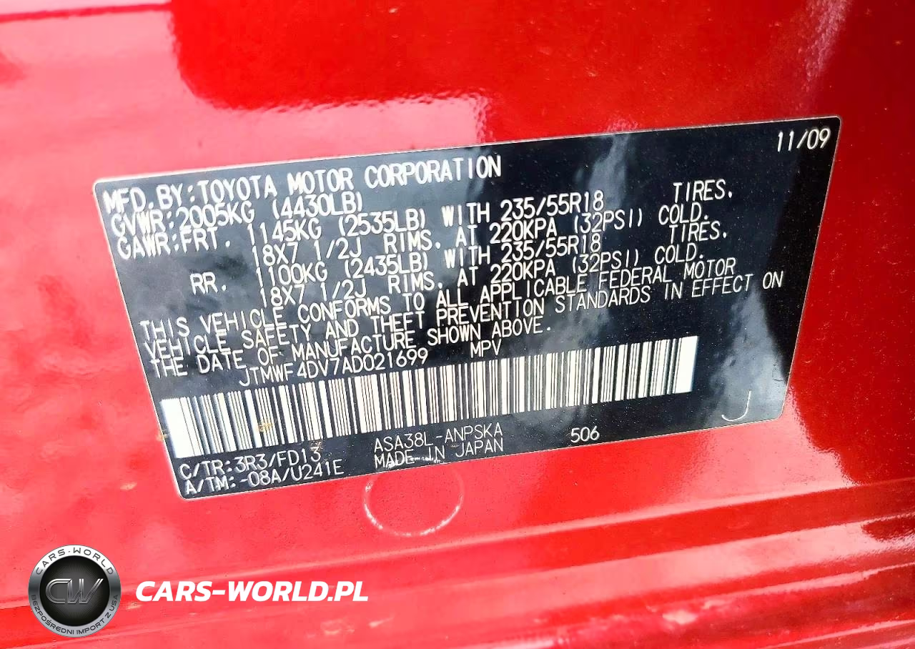 2010 Toyota Rav4 Sport VIN:JTMWF4DV7AD021699 - 13