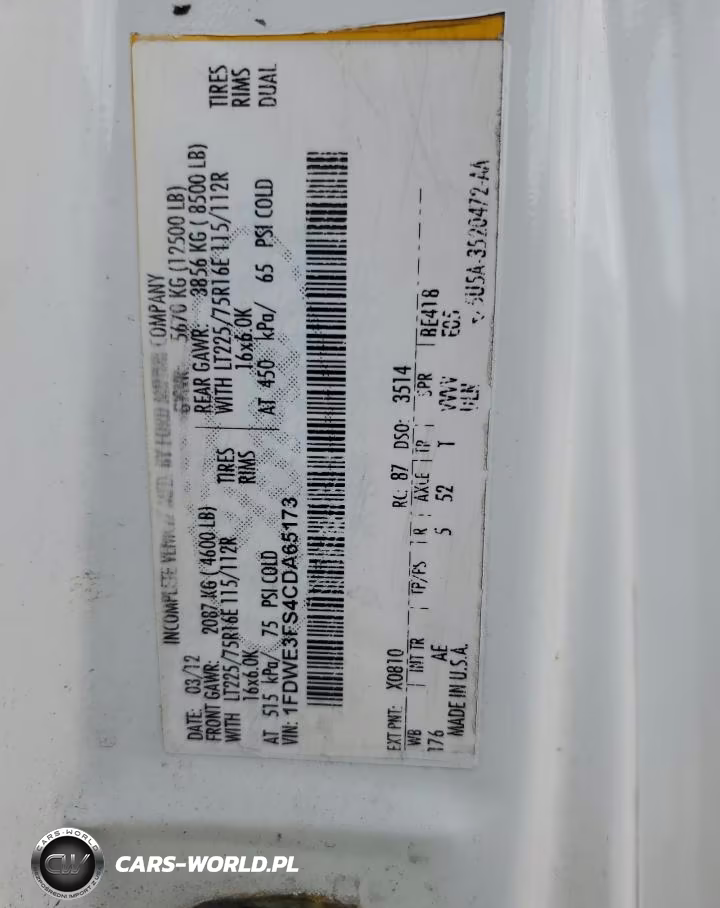 2012 Ford Econoline E350 Super Duty Cutaway Van VIN:1FDWE3FS4CDA65173 - 12