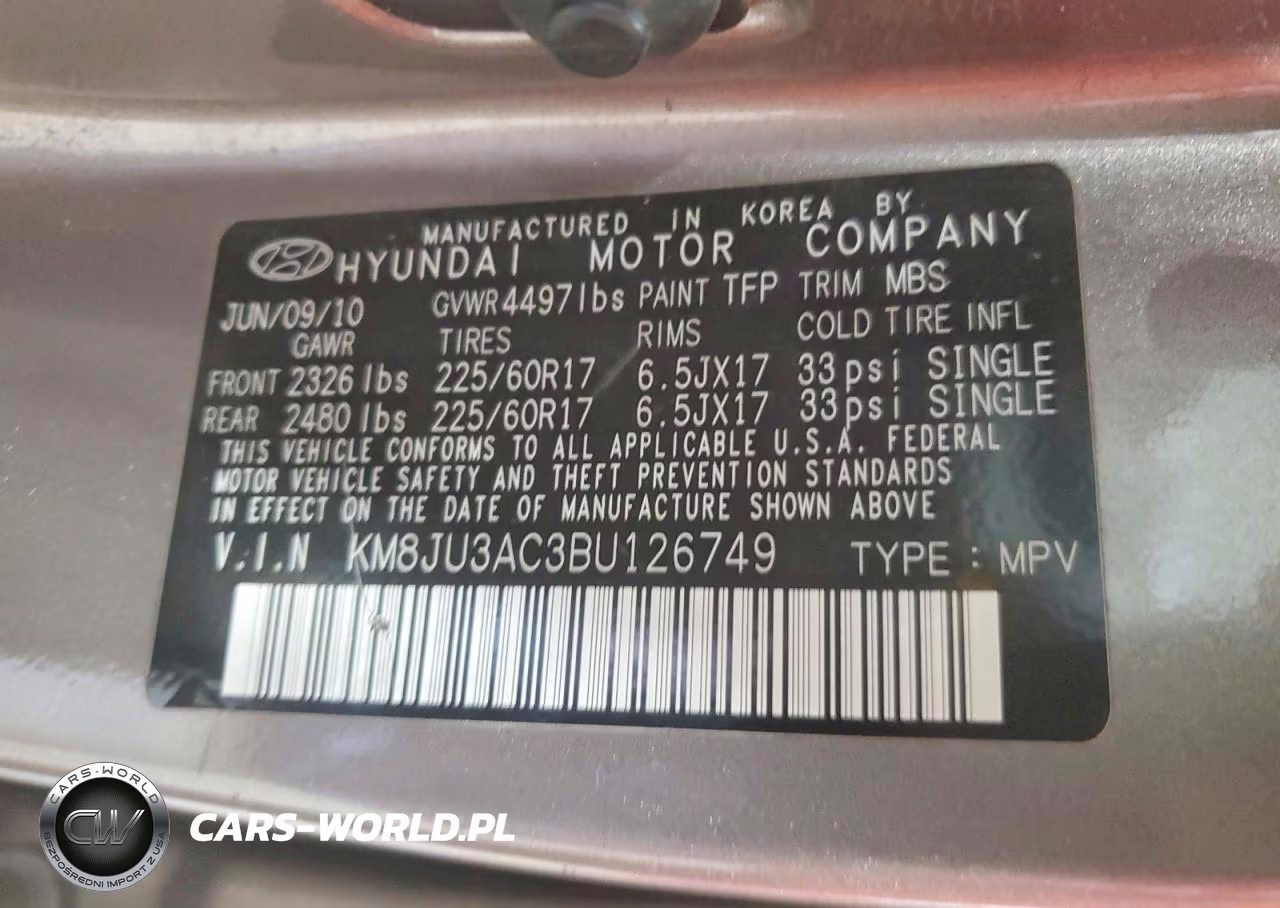 2011 Hyundai Tucson Gls VIN:KM8JU3AC3BU126749 - 13