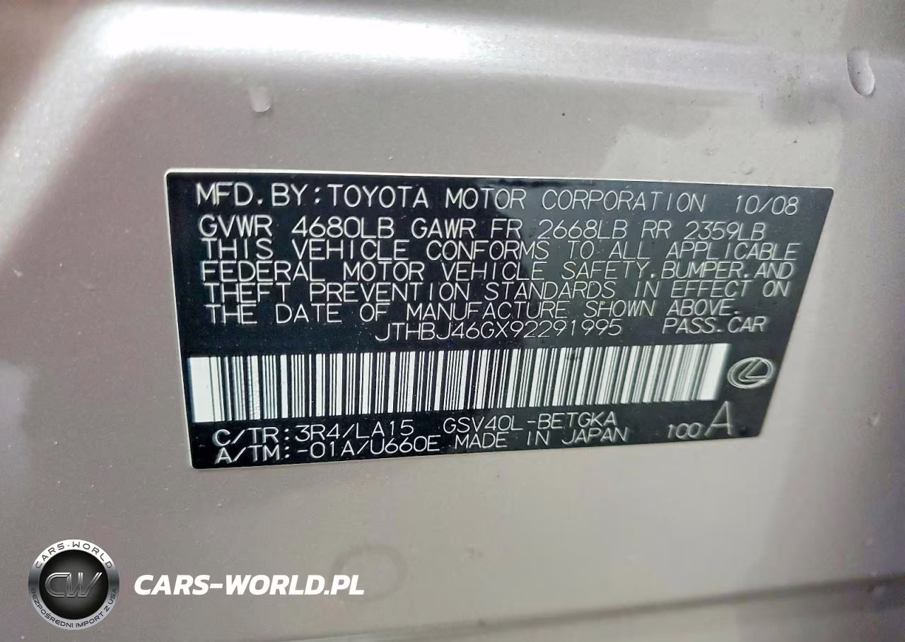 2009 Lexus Es 350 VIN:JTHBJ46GX92291995 - 12