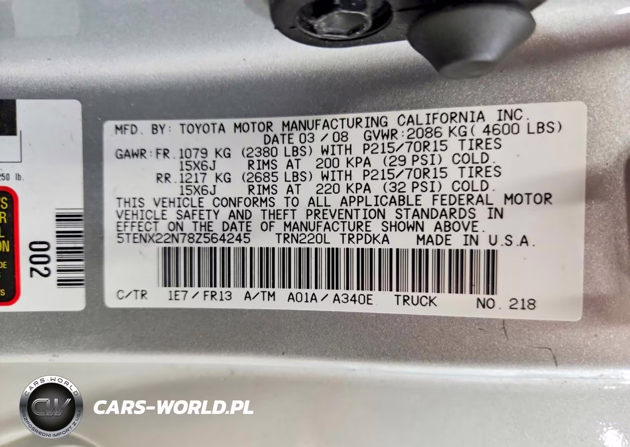 2008 Toyota Tacoma Base VIN:5TENX22N78Z564245 - 12