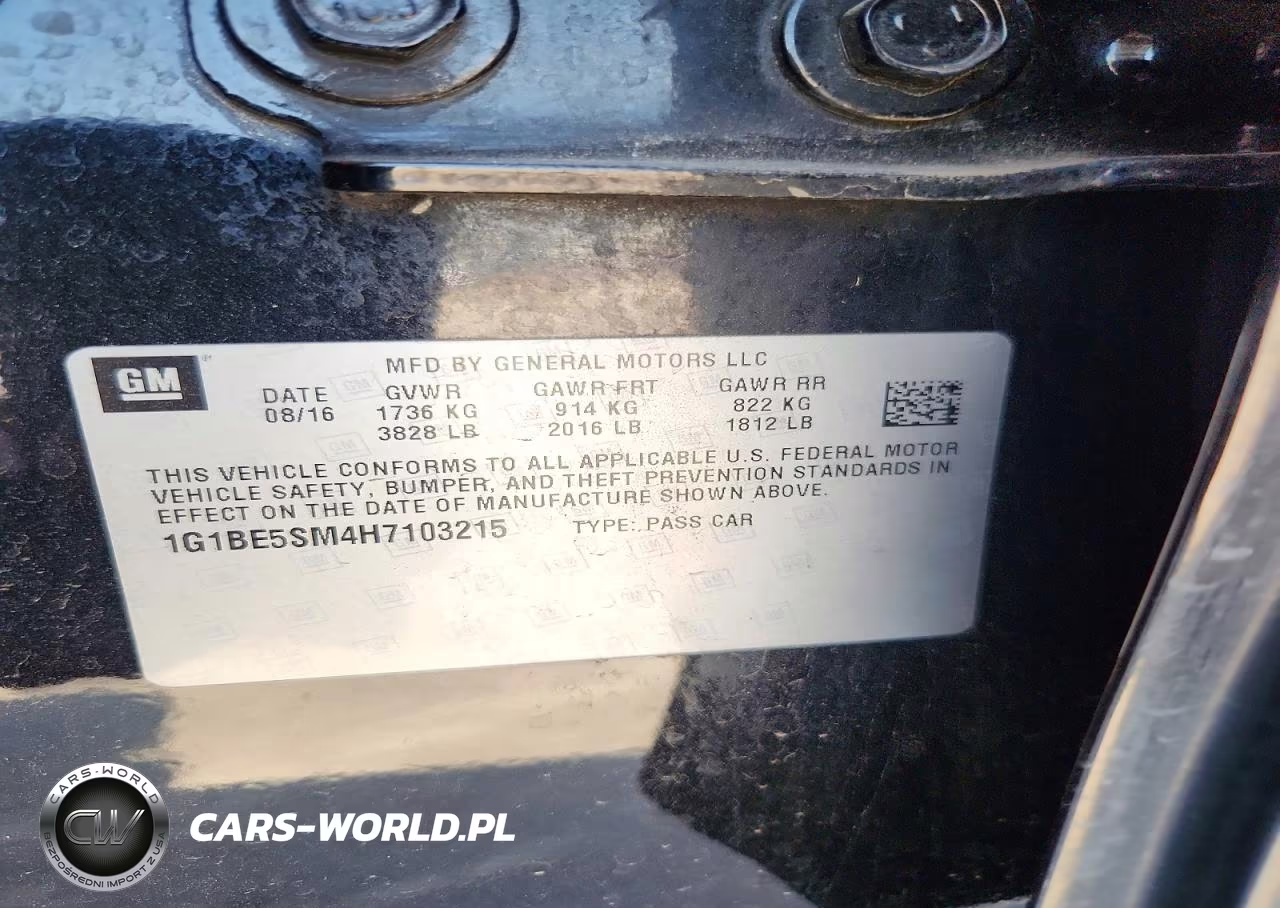 2017 Chevrolet Cruze Lt VIN:1G1BE5SM4H7103215 - 12