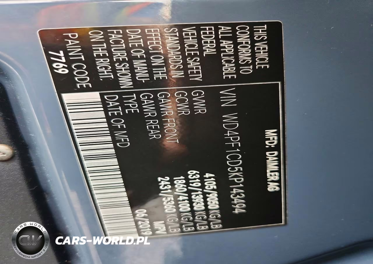 2019 Mercedes-Benz Sprinter 2500-3500 VIN:WD4PF1CD5KP143494 - 12
