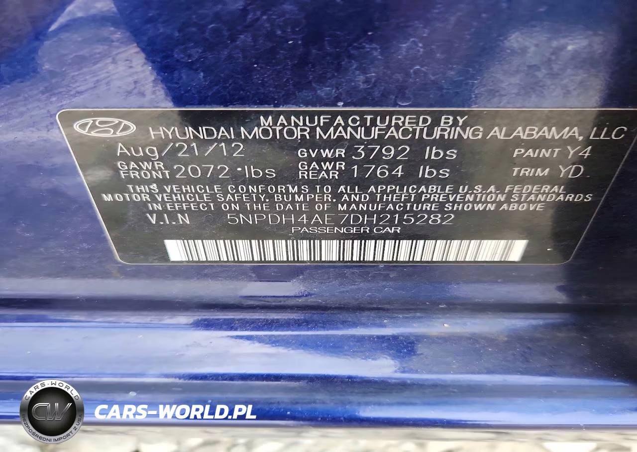 2013 Hyundai Elantra Gls VIN:5NPDH4AE7DH215282 - 12