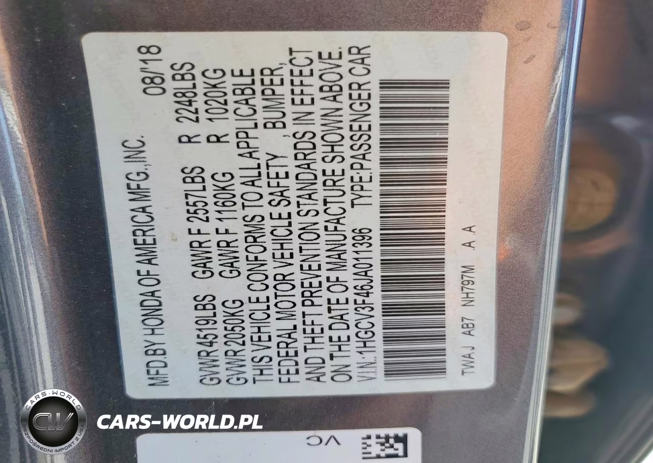 2018 Honda Accord Hybrid Ex VIN:1HGCV3F46JA011396 - 12