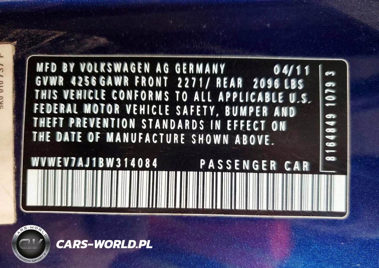 2011 Volkswagen Gti VIN:WVWEV7AJ1BW314084 - 12