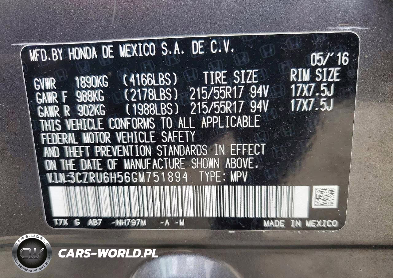 2016 Honda Hr-V Ex VIN:3CZRU6H56GM751894 - 12