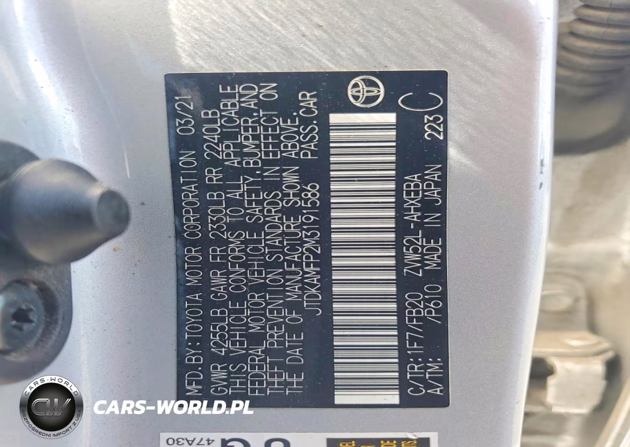 2021 Toyota Prius Prime Le VIN:JTDKAMFP2M3191586 - 12
