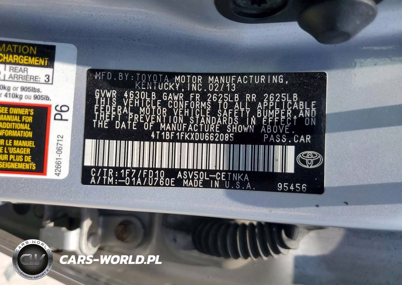 2013 Toyota Camry Le VIN:4T1BF1FKXDU662085 - 13