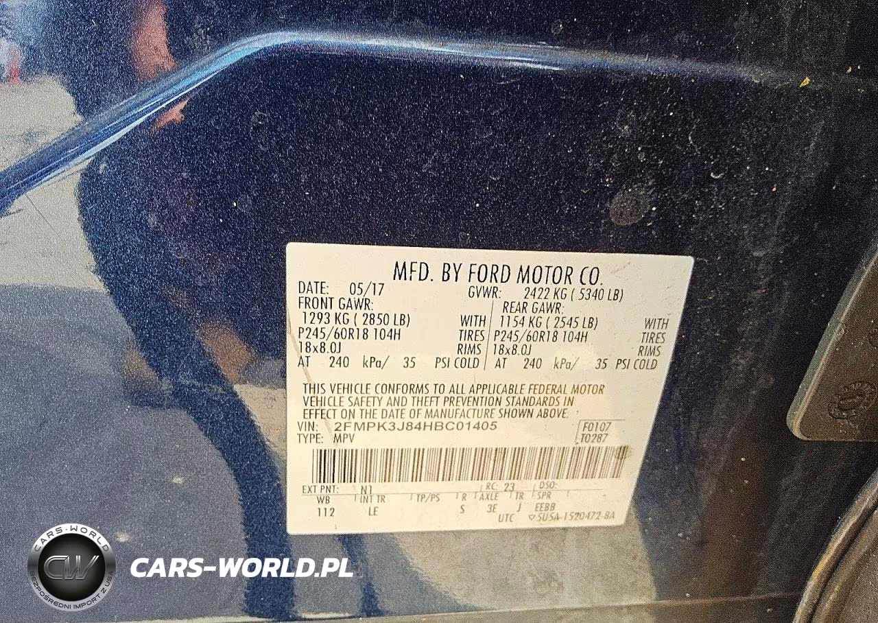 2017 Ford Edge Sel VIN:2FMPK3J84HBC01405 - 7