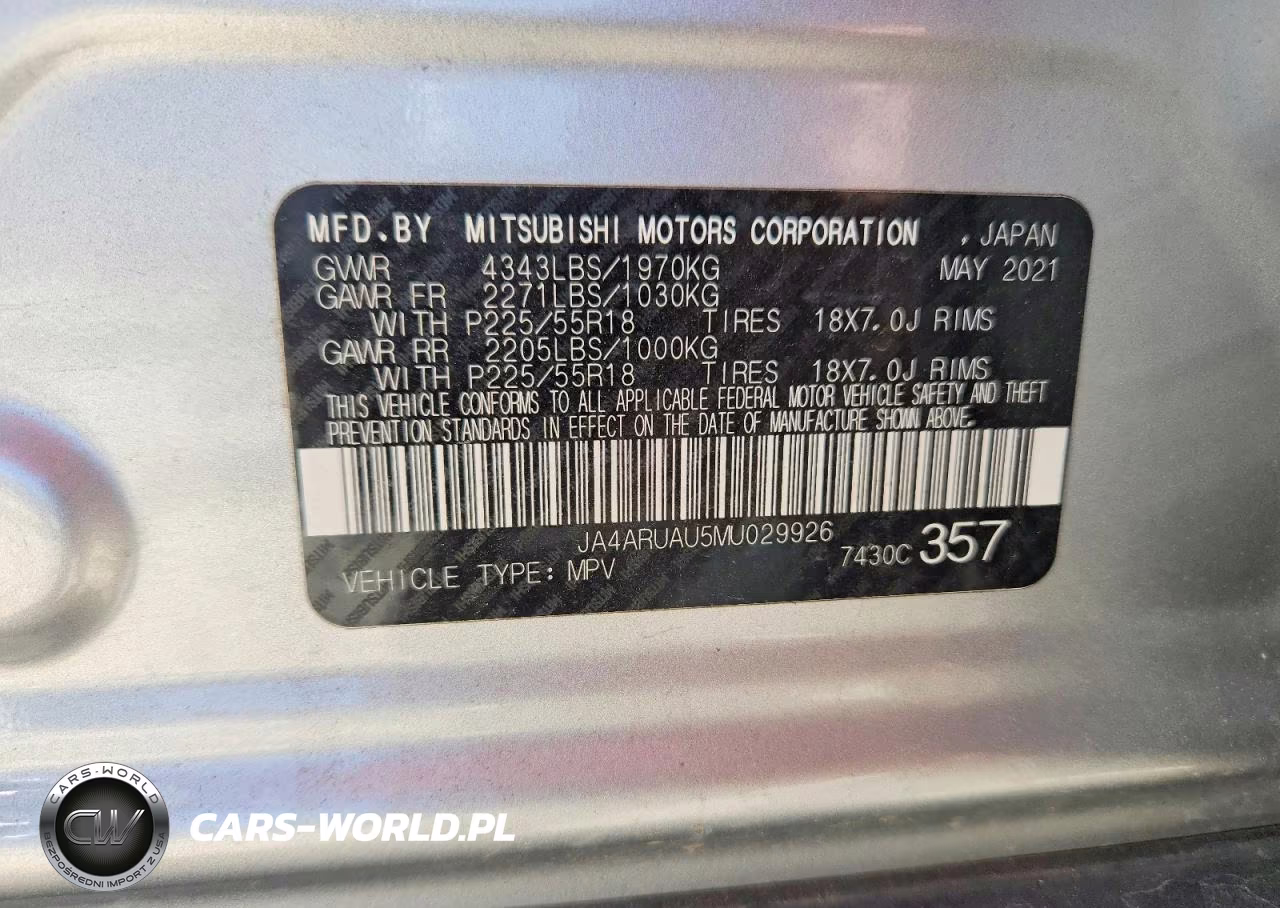 2021 Mitsubishi Outlander Sport Es VIN:JA4ARUAU5MU029926 - 12