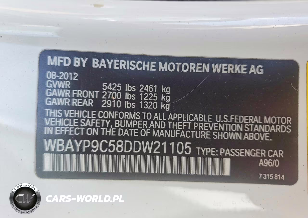 2013 BMW 650 I VIN:WBAYP9C58DDW21105 - 13