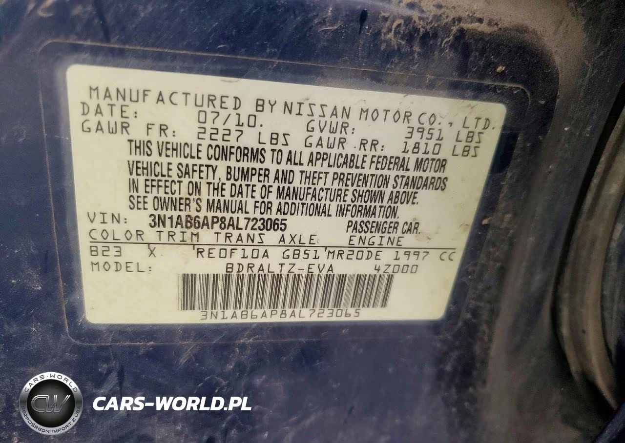 2010 Nissan Sentra 2.0 VIN:3N1AB6AP8AL723065 - 12