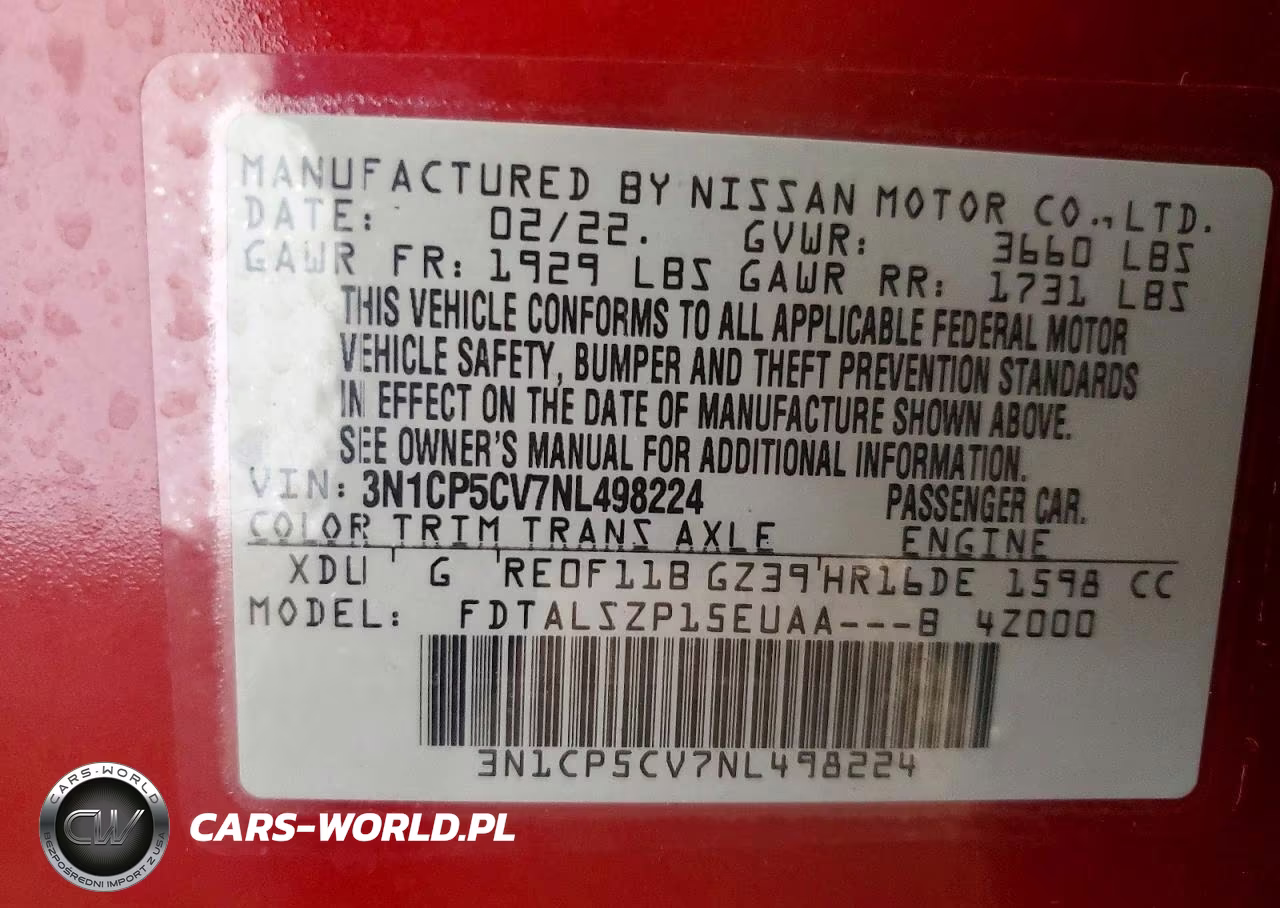 2022 Nissan Kicks Sv VIN:3N1CP5CV7NL498224 - 12