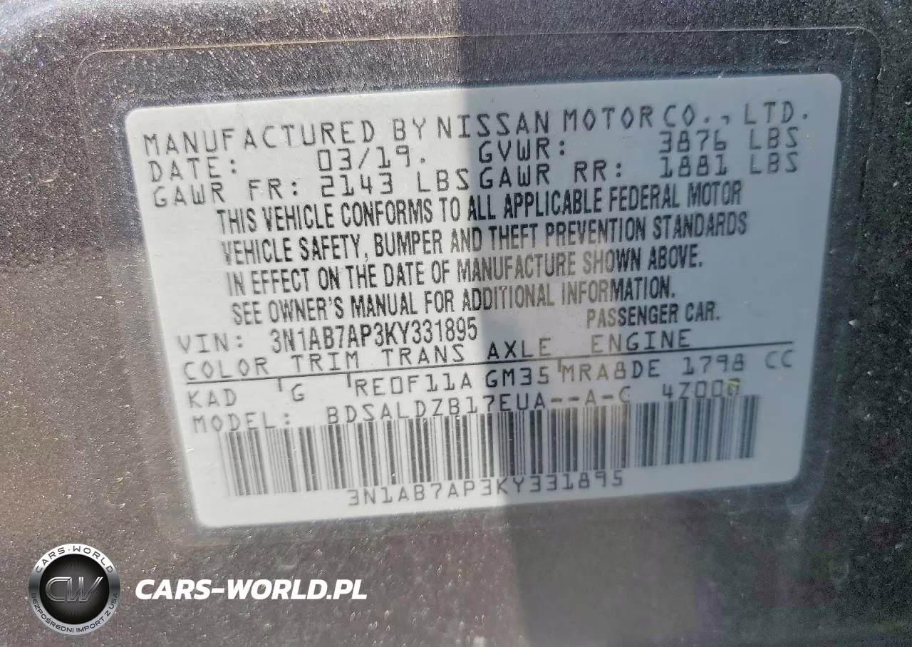 2019 Nissan Sentra Sv VIN:3N1AB7AP3KY331895 - 13