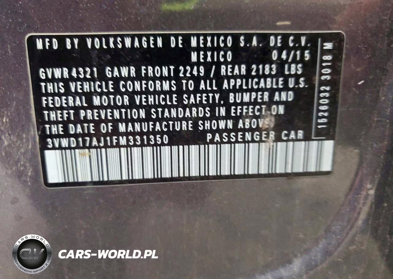 2015 Volkswagen Jetta Se VIN:3VWD17AJ1FM331350 - 12