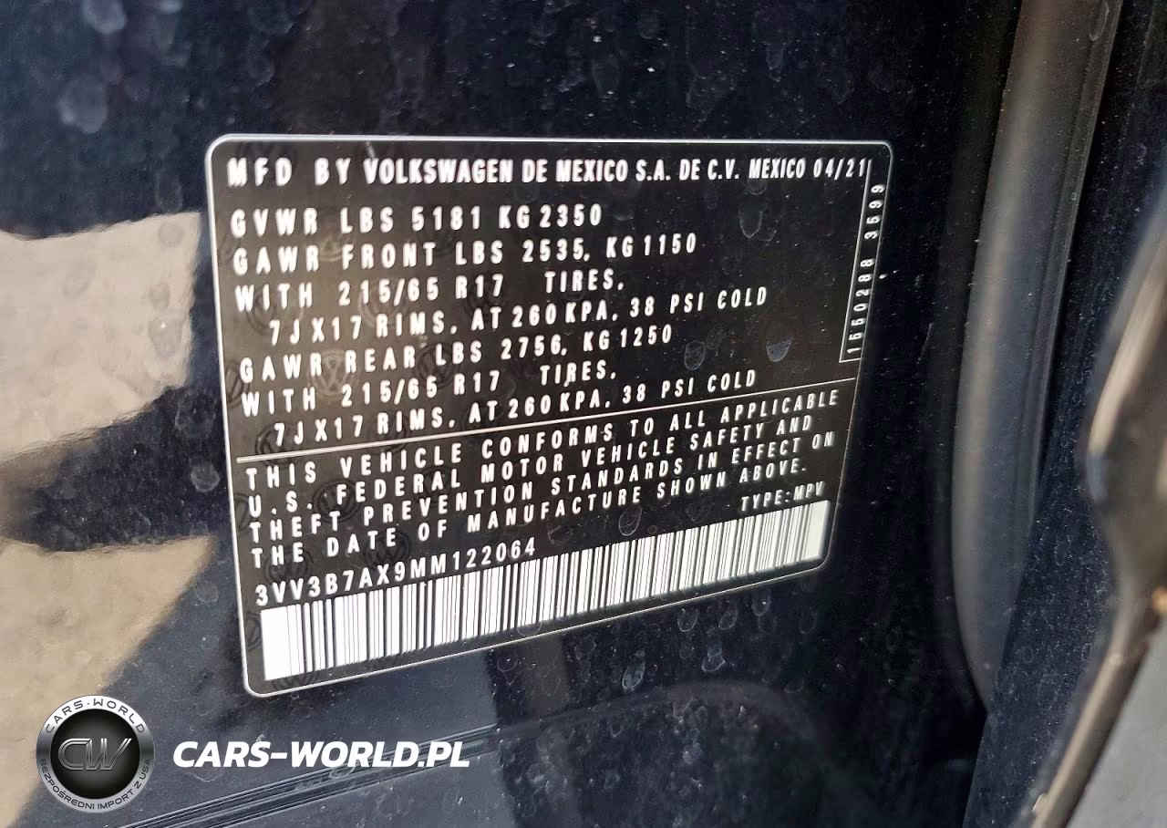2021 Volkswagen Tiguan Se VIN:3VV3B7AX9MM122064 - 13